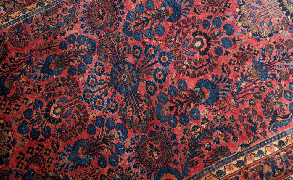 Handmade antique Persian Sarouk rug 3.1' x 5.5' (94cm x 167cm) 1910s