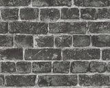 Textured Wallpaper Brick Rustic, 306822, Black, 1 Roll