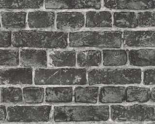 Textured Wallpaper Brick Rustic, 306822, Black, 1 Roll