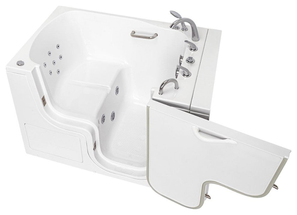 Ella Wheelchair Transfer 36"x55" Acrylic Walk-In Bathtub,Faucet, 2" Dual Drain,