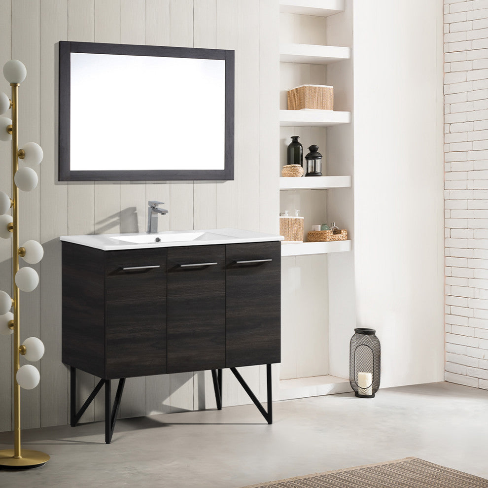 Annecy 36" Bathroom Vanity, Black Walnut, Cabinet Only