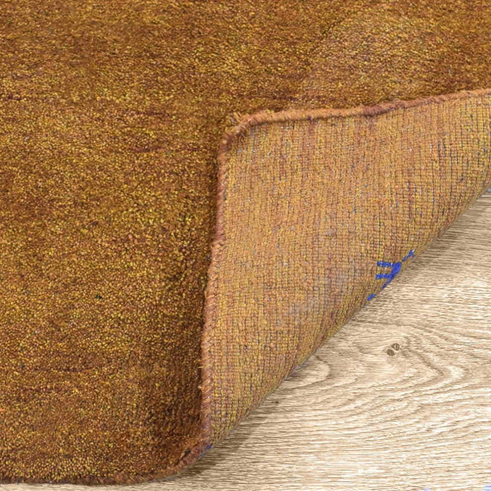 Hand Knotted Loom Silk Mix Area Rug Contemporary Orange, [Rectangle] 6'x9'
