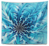 Light Blue Fractal Flower Pattern Abstract Wall Tapestry, 80"x68"