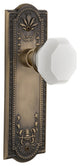 Meadows Plate Passage Waldorf White Milk Glass Knob, Antique Brass