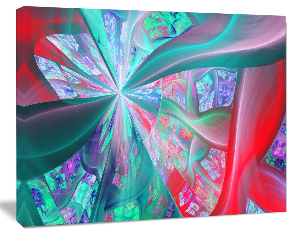 Red Blue Fractal Exotic Plant Stems, Abstract Canvas Art Print, 20x12