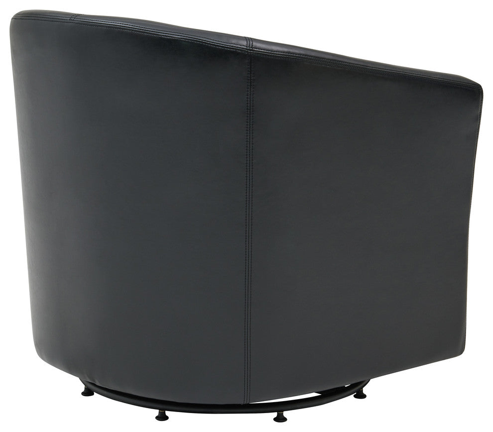 Hayden Swivel Accent Arm Chair, Black, Bonded Leather