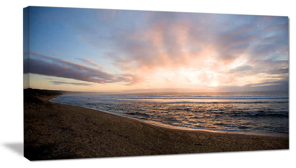 "Sunrise Over Indian Ocean Waters" Seashore Canvas Wall Art, 40"x20"