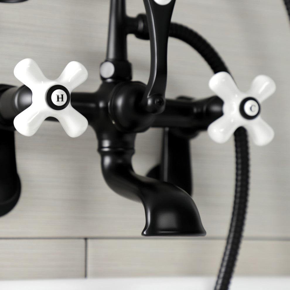 AE59T0 Wall Mount Tub Faucet With Hand Shower, Matte Black