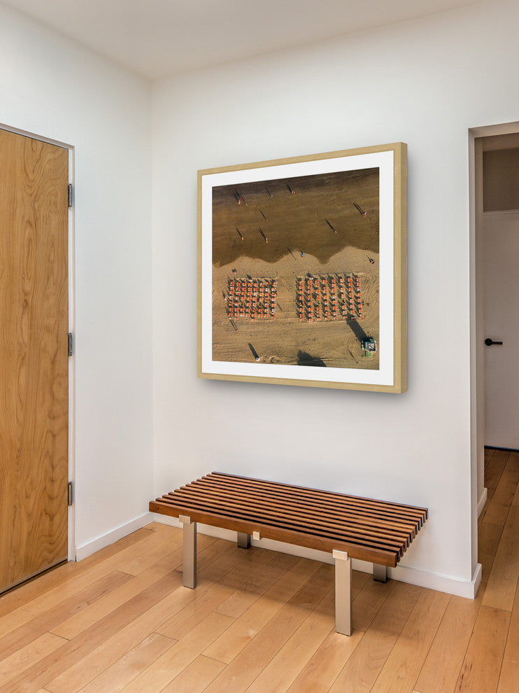 "Chairs In Rows" Framed Print by Karolis Janulis