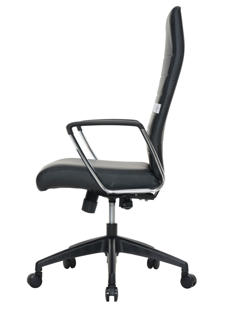 LeisureMod Hilton Modern High Back Leather Conference Office Chair, Black