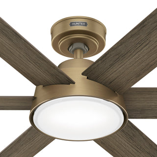 52" Donatella Burnished Brass Ceiling Fan, LED Light Kit and Handheld Remote