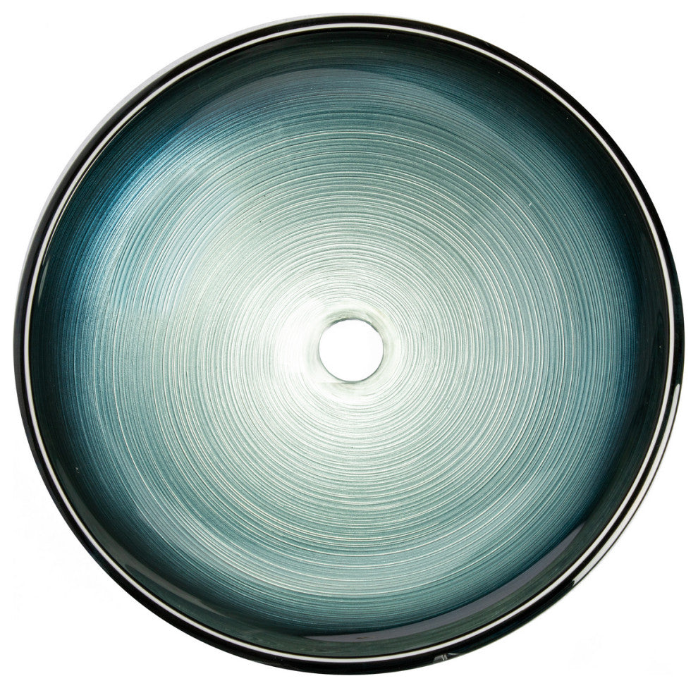 Eden Bath EB_GS73 Silver and Blue Rings Glass Vessel Sink