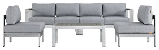 Shore 5 Piece Outdoor Patio Aluminum Sectional Sofa Set EEI-2564-SLV-GRY