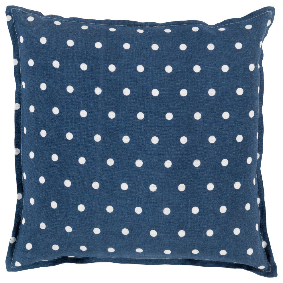 Surya Polka Dot PD-009 22"x22" Pillow Kit, Navy/Cream