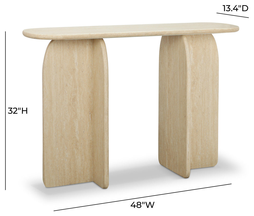 Clementine Faux Travertine Console Table