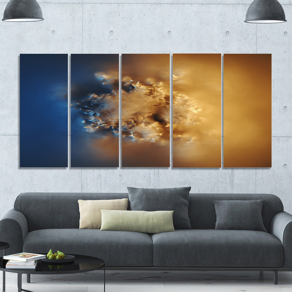 Small Macro Prickly Texture Brown, Abstract Canvas Wall Art, 60"x28", 5 Panels