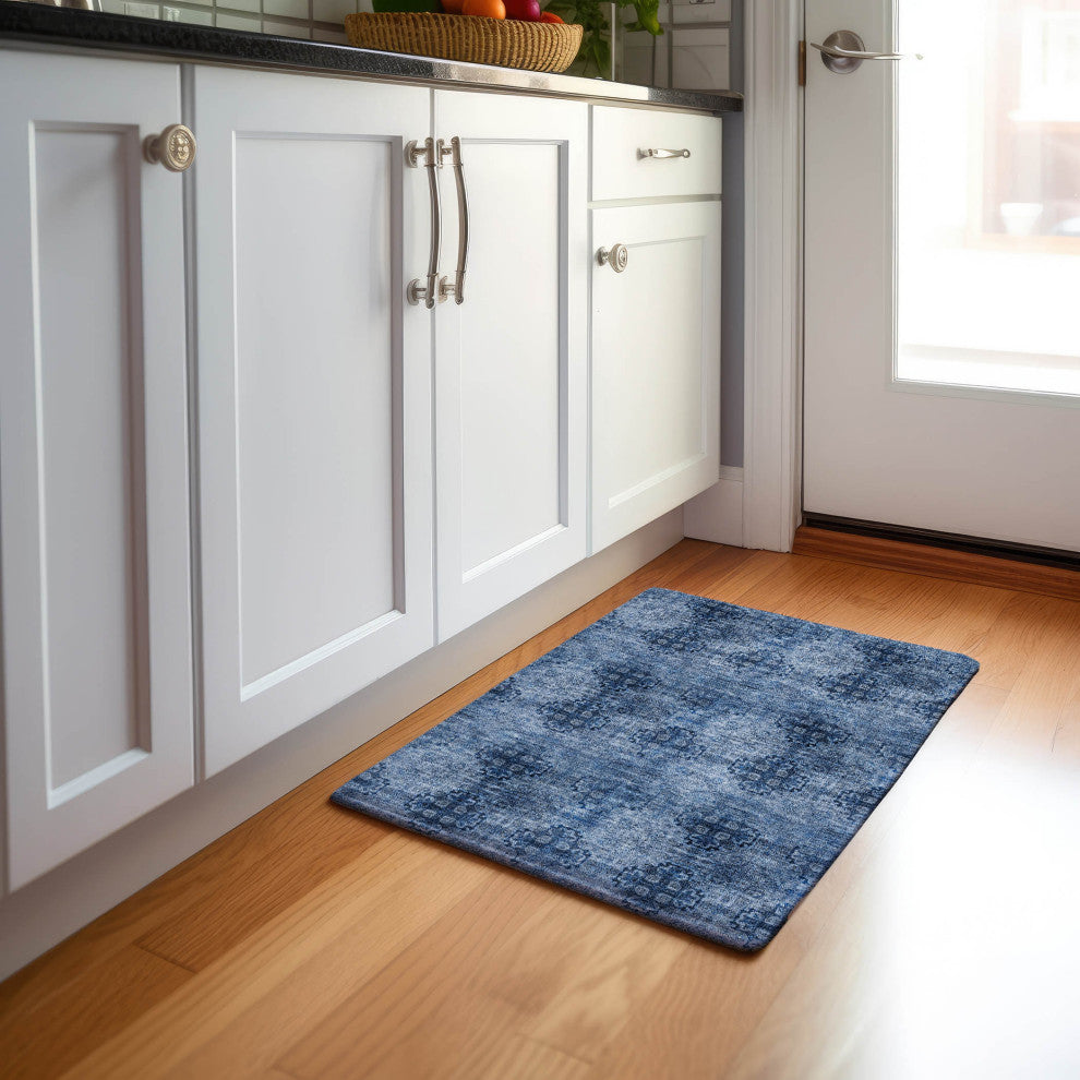 Premium Machine Washable Mayfield AMF557 Navy 1'8" x 2'6" Rug