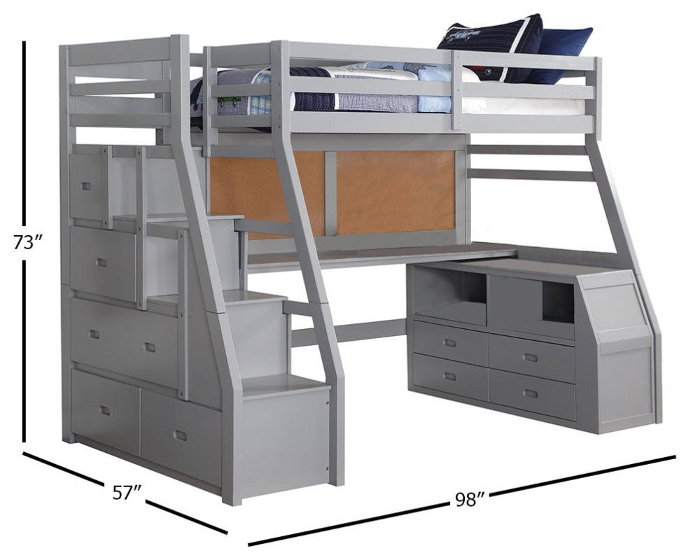 ACME Jason II Loft Bed and Storage Ladder, Gray