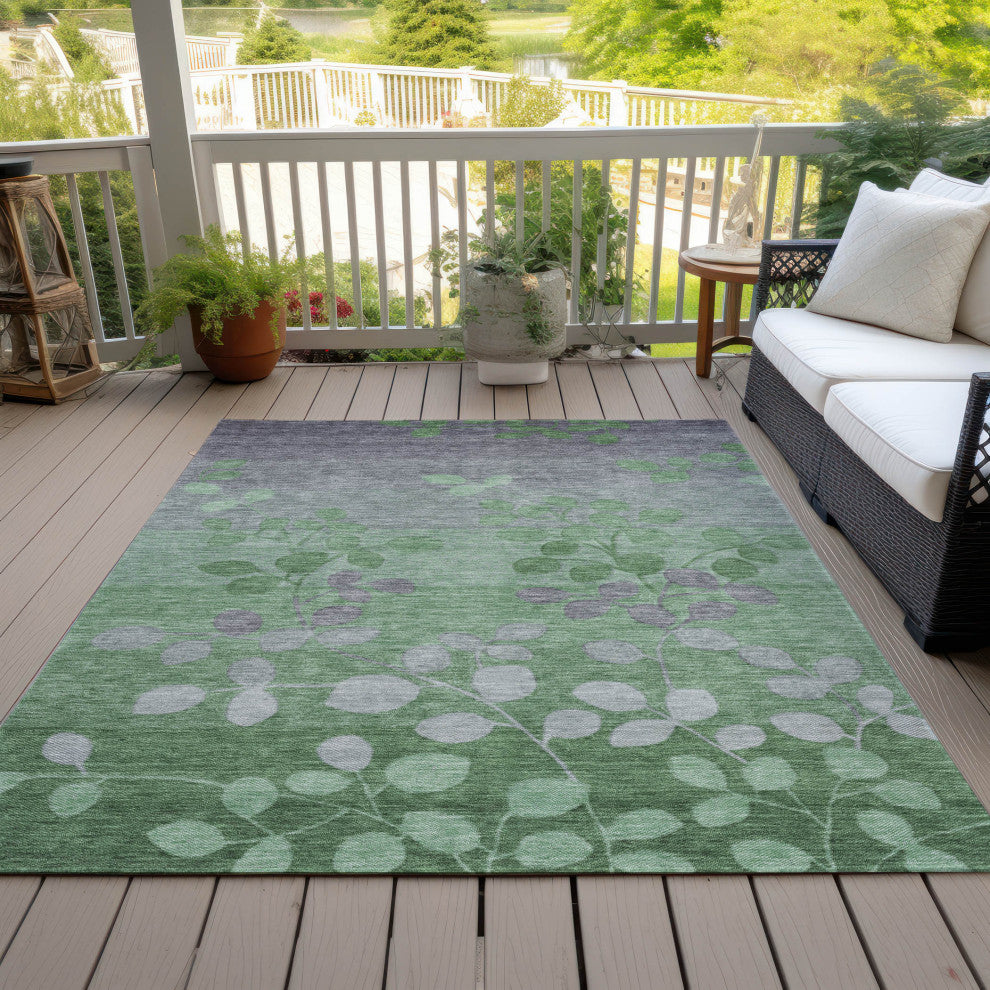 Machine Washable Indoor/Outdoor Chantille ACN1900 Green 3' x 5' Rug
