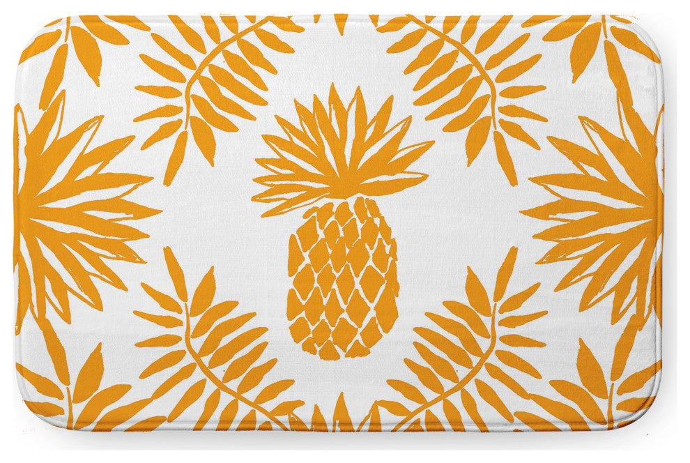 34" x 21" Pineapple Leaves Bathmat, Mango