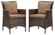 Conduit Outdoor Patio Wicker Rattan Dining Armchair Set of 2 - Brown Mocha