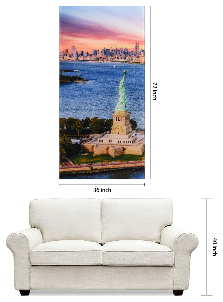 New York View Frameless Free Floating Tempered Glass Wall Art, A