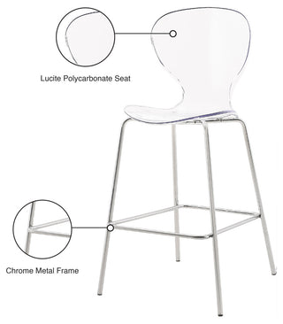 Clarion Counter Stool, Set of 2, Chrome