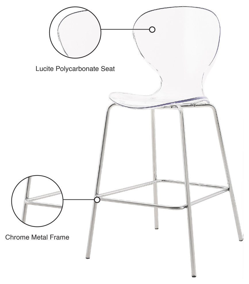 Clarion Counter Stool, Set of 2, Chrome