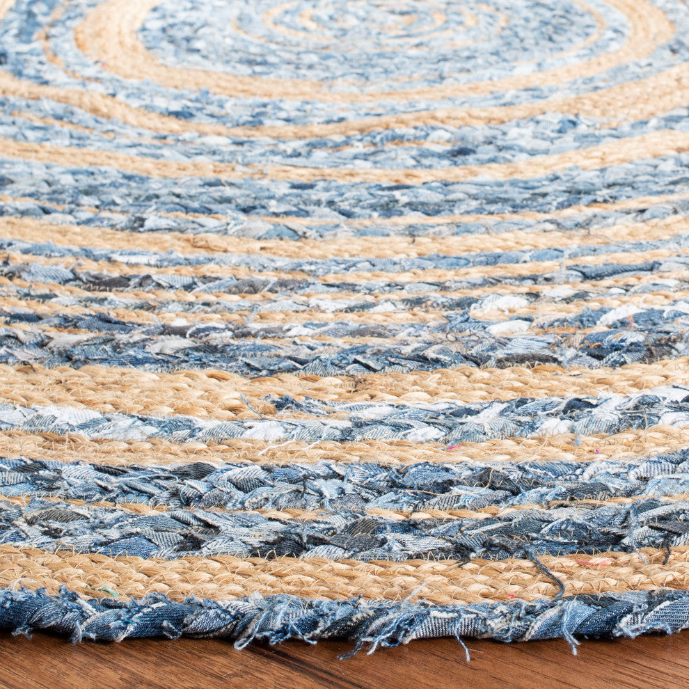 Safavieh Cape Cod Collection CAP209 Rug, Blue/Natural, 6' Round