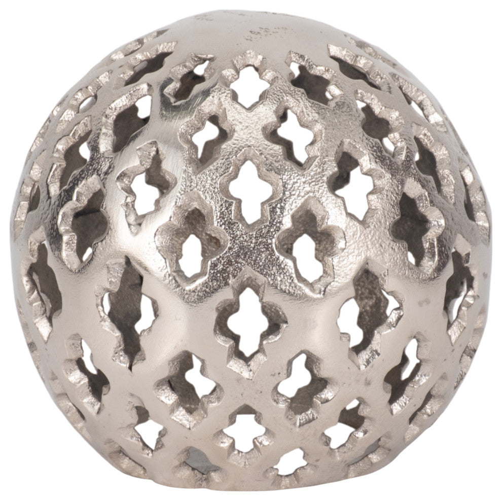 Metal, 6" Cut-Out Orb, Silver