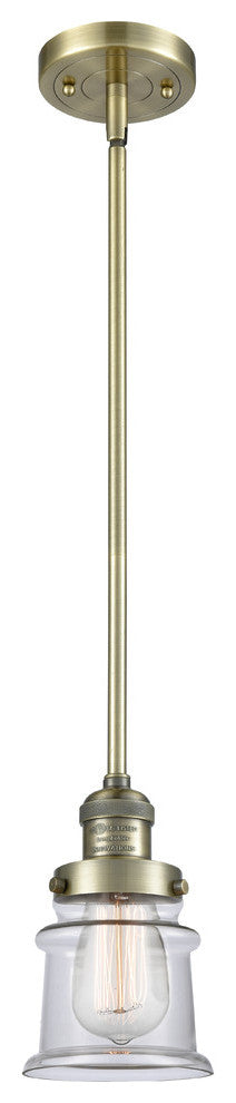 Small Canton 1-Light Mini Pendant, Antique Brass, Clear
