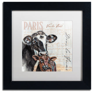 'Dans la Ferme Cow' Art, 11x11, Black Frame, White Mat