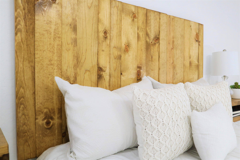 Handcrafted Headboard, Leaner Style, Golden Brown, Twin