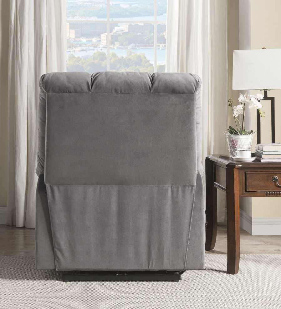 ACME Ipompea Recliner with Power Lift and Massage, Gray Velvet
