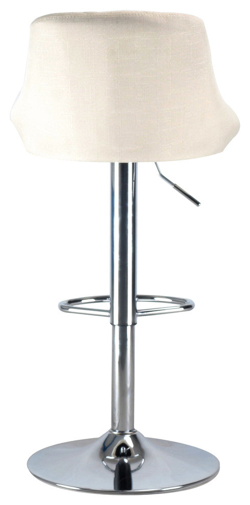 Darien Industrial  High Back Upholstered Bar Stool in Chrome and White