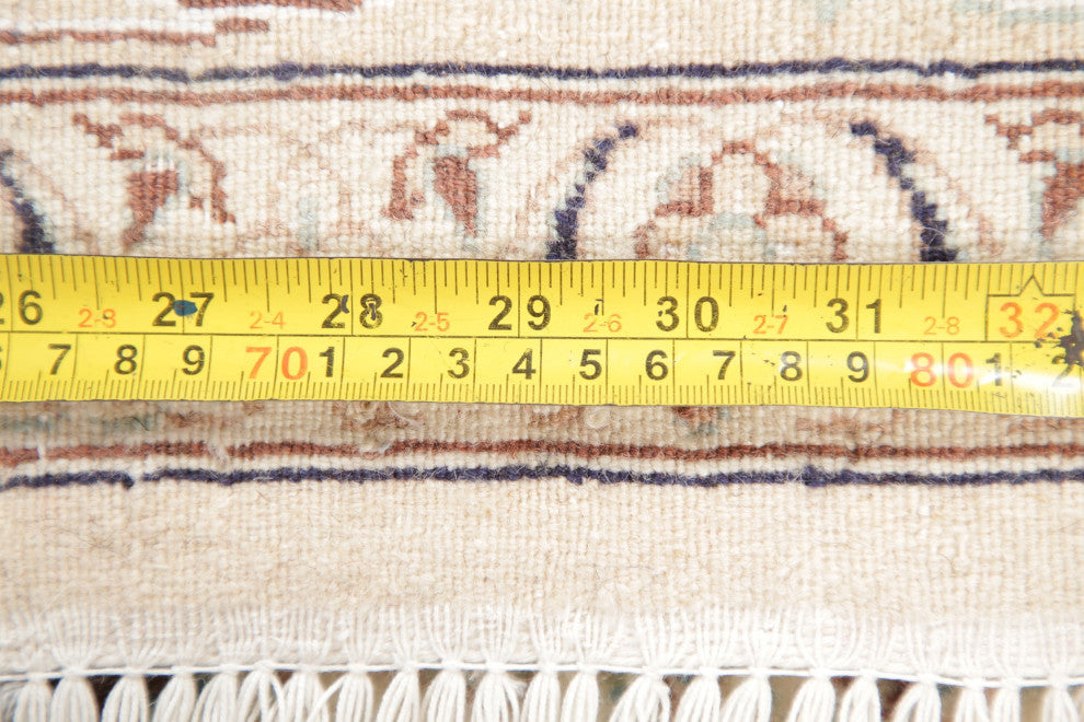 Nain Oriental Traditional Hand Made Persian Style Area Rug, White, 8'3"x5'1