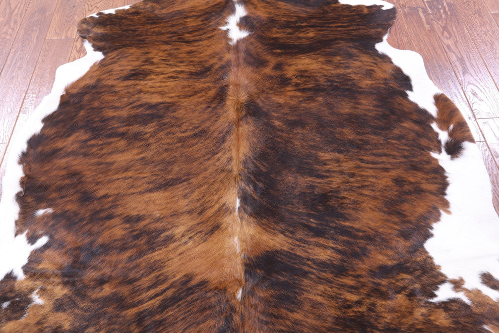 6' 7" X 6' 0" Brindle Natural Cowhide Rug C2363