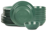 Stone Lain Orbit Stoneware 24-Piece Dinnerware Set, Green