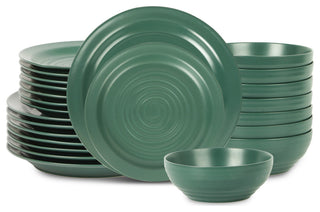 Stone Lain Orbit Stoneware 24-Piece Dinnerware Set, Green