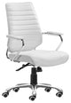 White Faux Leather Executive Channel Back Rolling Office Chair