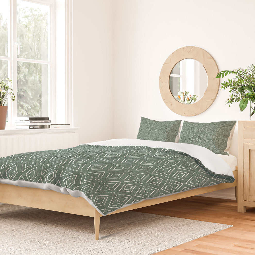 Deny Designs Little Arrow Design Co Farmhouse Diamonds Sage Bed in a Bag, Queen
