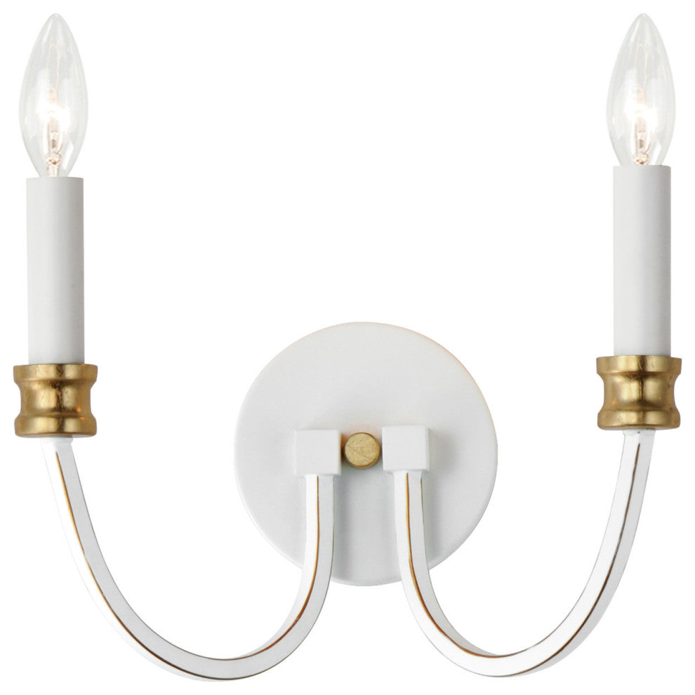 Maxim 11372 Charlton 2 Light 9" Tall Wall Sconce - Weathered White / Gold Leaf