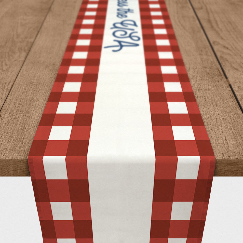God Bless the USA Buffalo Check 16x90 Table Runner