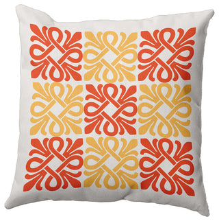 18" x 18" Tiki Square Decorative Indoor Pillow, Bright Orange