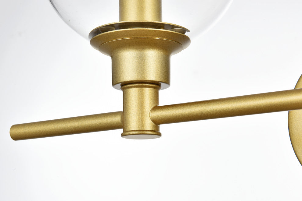 4 Light Brass And Clear Bath Sconce