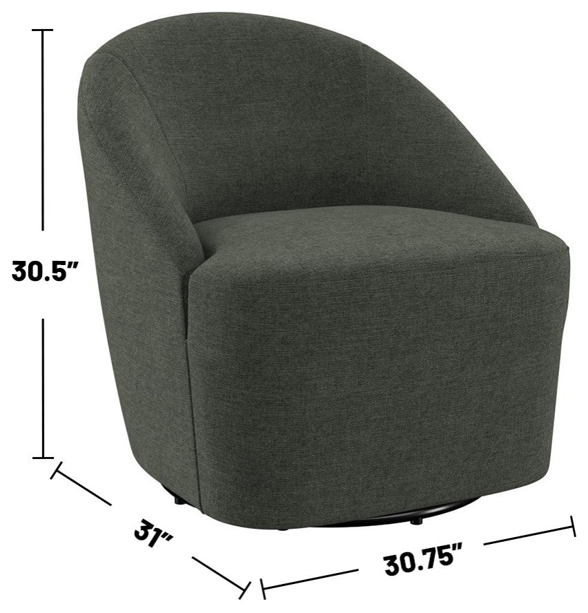 Upholstered Barrel Accent Swivel Chair, Hunter Green