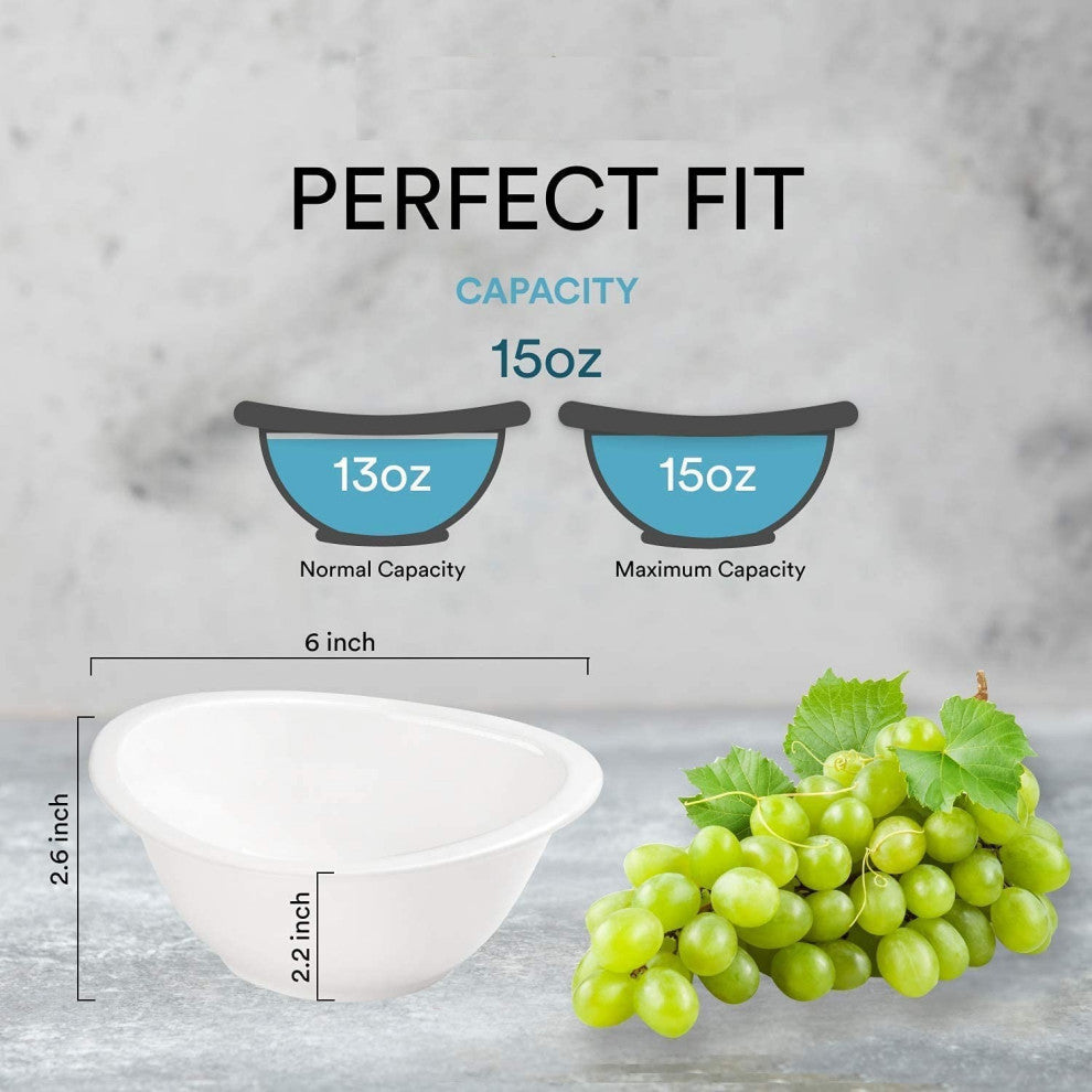Set of Six Mod White Slight Scoop Rim Porcelain 6" Bowls