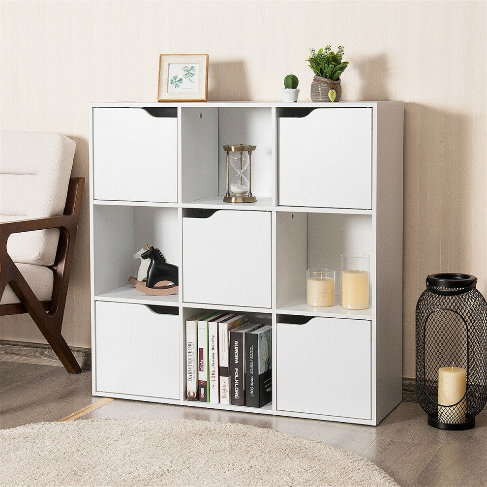 Costway 9 Cube Wood Bookcase Cabinet Storage Shelves Room Divider Organization