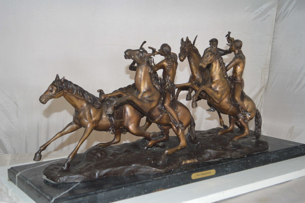 Old Dragon by Remington replica Bronze Statue -  Size: 32"L x 12"W x 13"H.