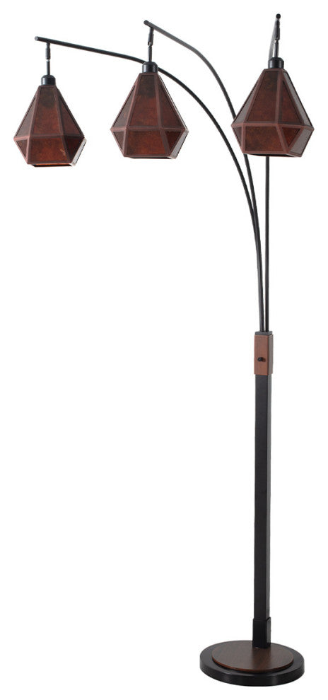 Artifact Natural Mica 3 Light Arc Floor Lamp 86", Expresso Bronze, Dimmer Switch